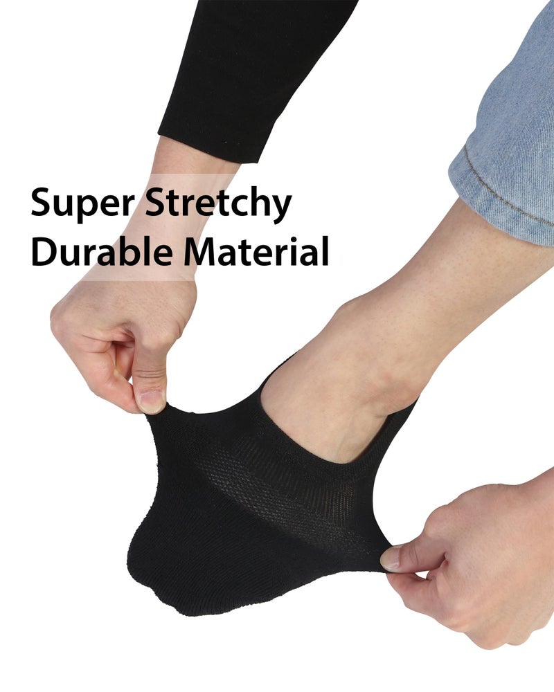 Pro Mountain No Show Socks Women Wide Toe Box For Health Y Heel Forefoot Size M Black 8 Pack Cotton Cushion Footies Loafer Sneakers US Shoe 8-10 - Image 4